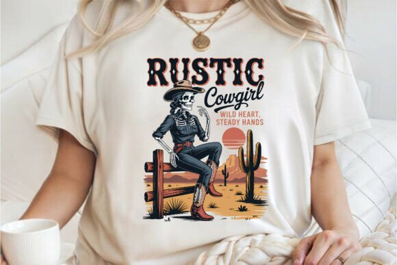 Rustic Cowgirl, Retro Vintage Skeleton: A Bold Embroidery Design for Real Projects